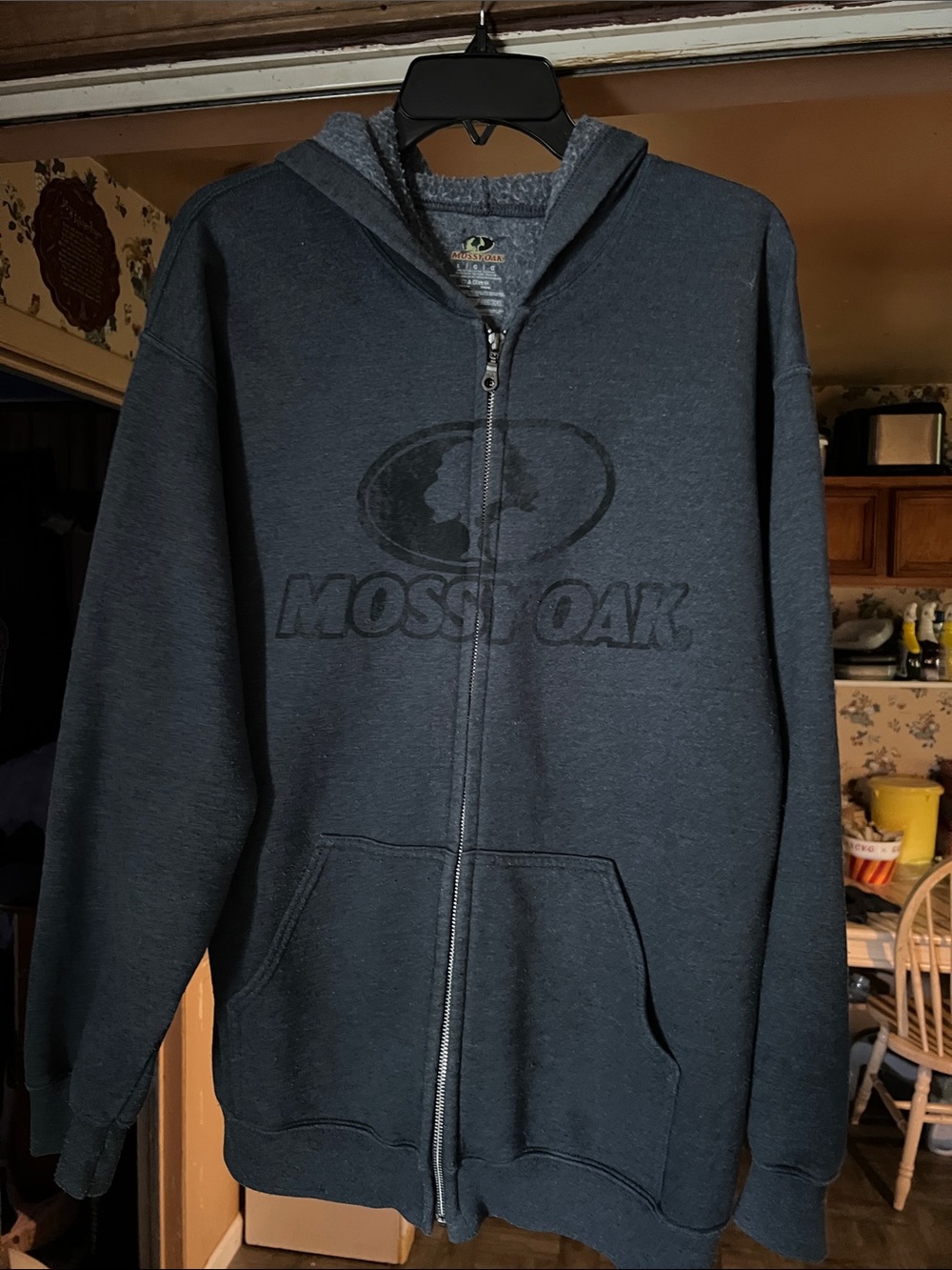 Mossy Oak Men's Dark Charcoal Gray Full-Zip Hooded Sweatshirt